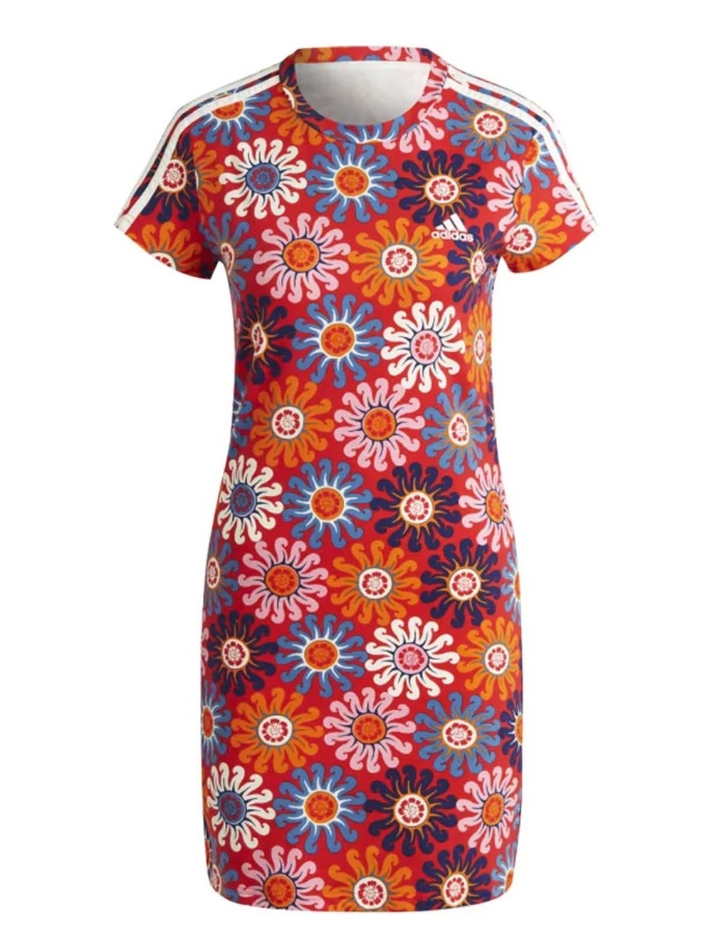 FARM Rio Vibrant Floral Print Short Sleeve Shirt Dress Adidas Collaboration - Picture 5 of 5